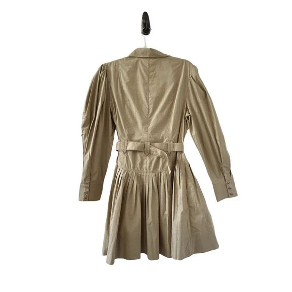 Ulla Johnson Button Front Vivienne Poplin Shirt Dress Khaki Women's Size 10 - Picture 3 of 8